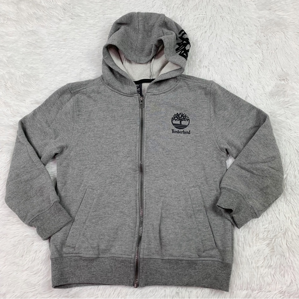 Timberland boy's long sleeve full zip‎ hoodie jacket in gray
